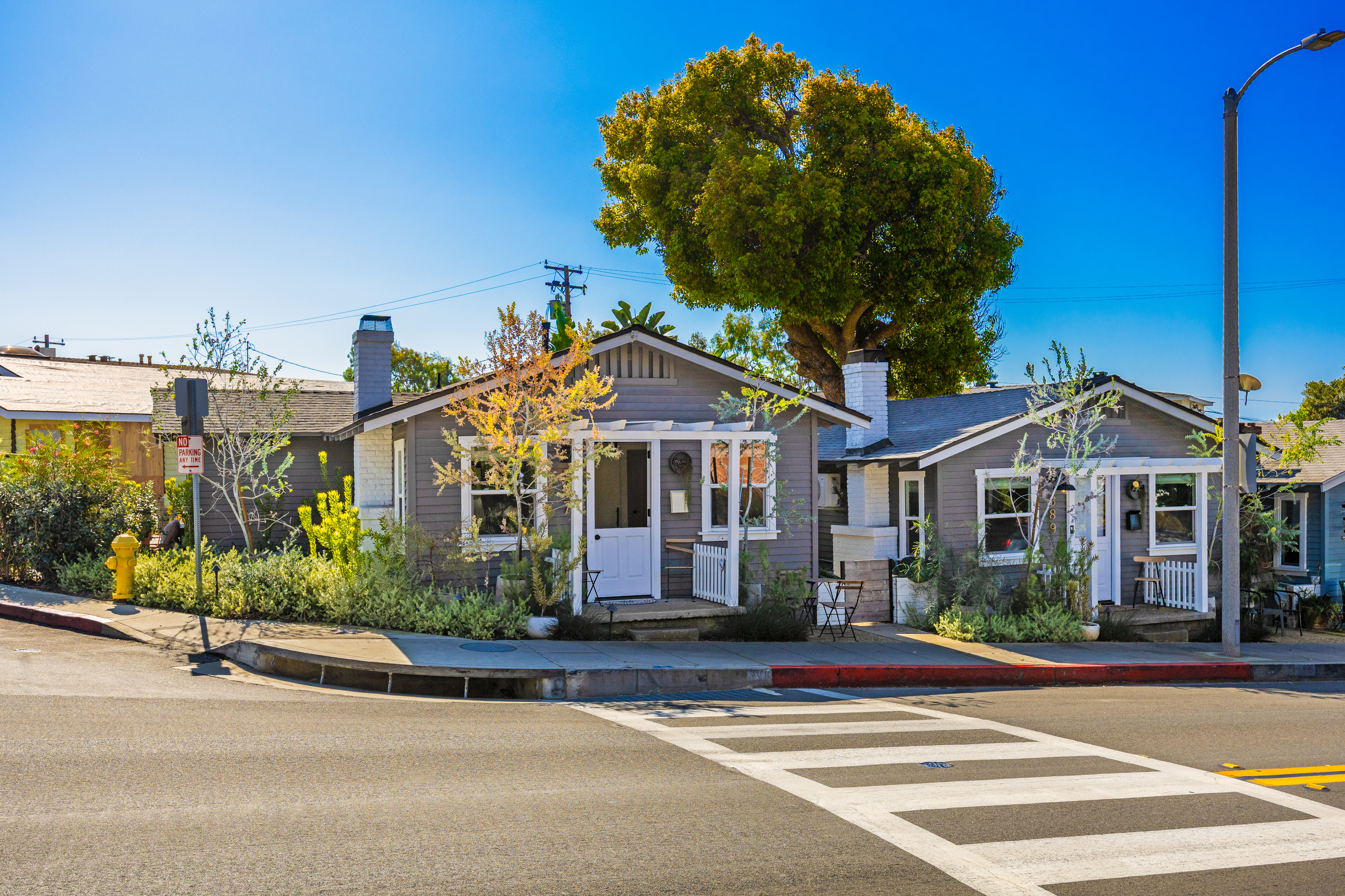 Aerial view toward the ocean from the Park Avenue cottages